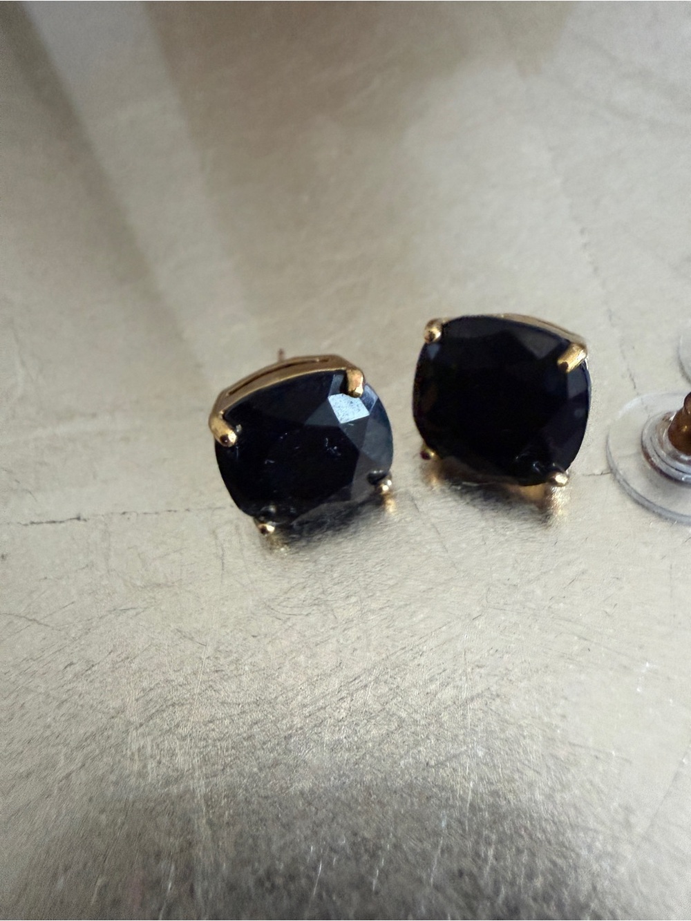 Kate Spade Gold Plated Gumdrop Pierced Stud Earrings Black Onyx
